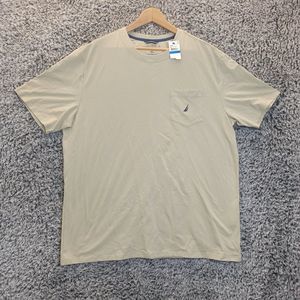 Nautica Shirt Men XLarge Light Green Round Neck Classic Fit Short Sleeve Logo